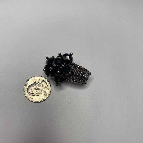 gunmetal gray and black fashion ring adjustable size costume jewelry - Picture 8 of 11